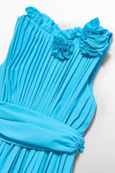 Pleated Crepe Jumpsuit - Turquoise