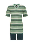 V Neck Striped Shorty Pyjama - Salvia
