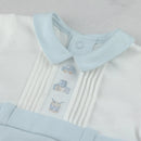 Pleated Yoke & Toy Romper - Pale Blue