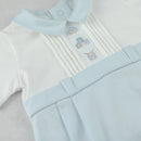 Pleated Yoke & Toy Romper - Pale Blue