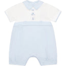 Pleated Yoke & Toy Romper - Pale Blue