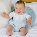 Pleated Yoke & Toy Romper - Pale Blue