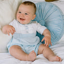 Pleated Yoke & Toy Romper - Pale Blue