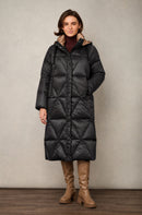 Down Coat - Black/camel