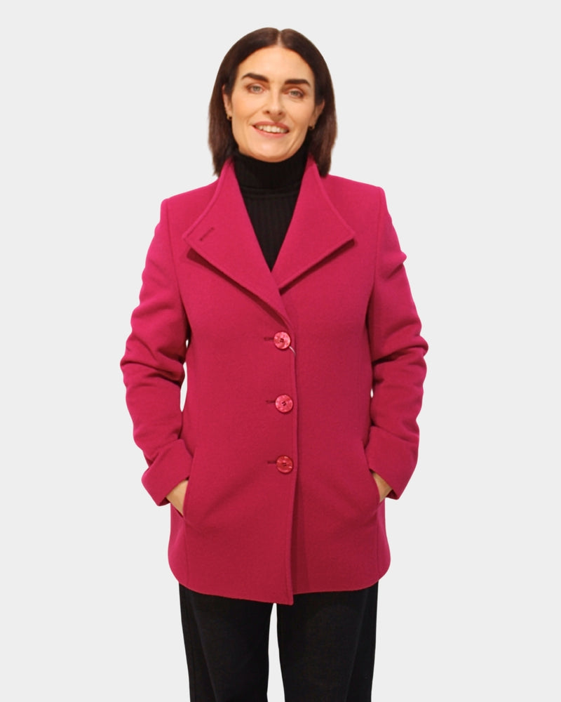 Round Neck Coat - Magenta