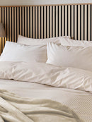 Twill Stripe Cotton Rich Duvet Cover Set - Linen