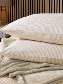 Twill Stripe Cotton Rich Duvet Cover Set - Linen