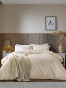 Twill Stripe Cotton Rich Duvet Cover Set - Linen