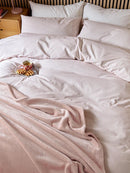 Twill Stripe Cotton Rich Duvet Cover Set - Pink