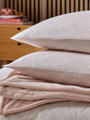 Twill Stripe Cotton Rich Duvet Cover Set - Pink