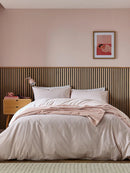 Twill Stripe Cotton Rich Duvet Cover Set - Pink