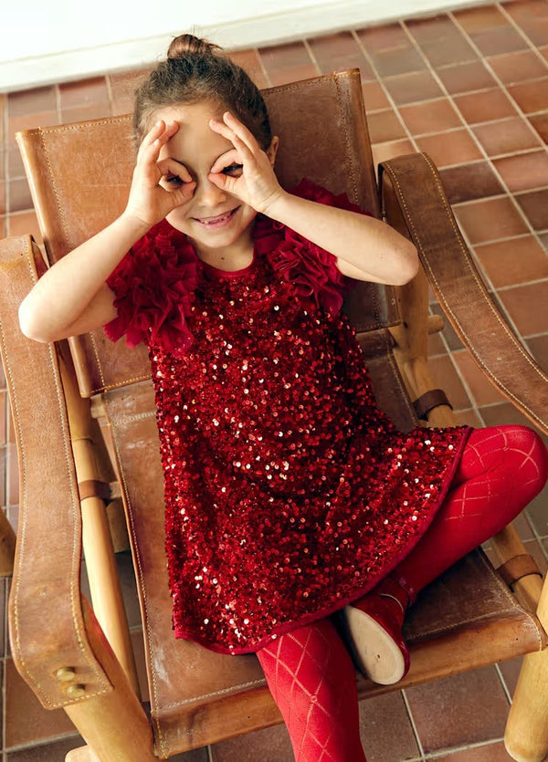 Sequien velvet dress - Red