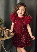 Sequien velvet dress - Red