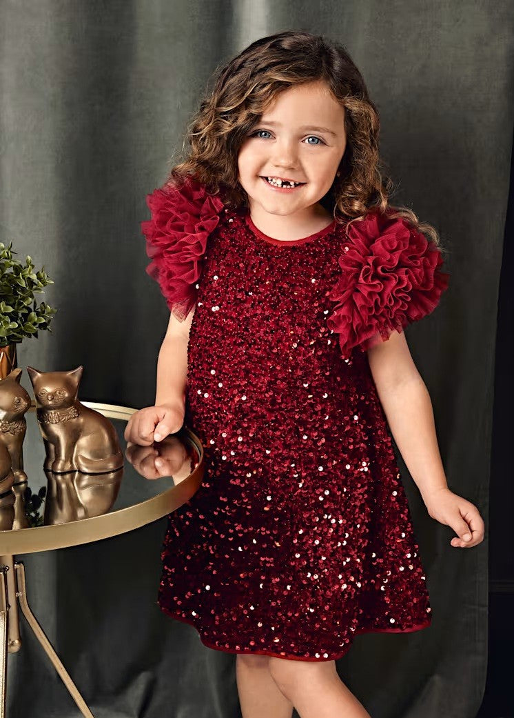 Sequien velvet dress - Red