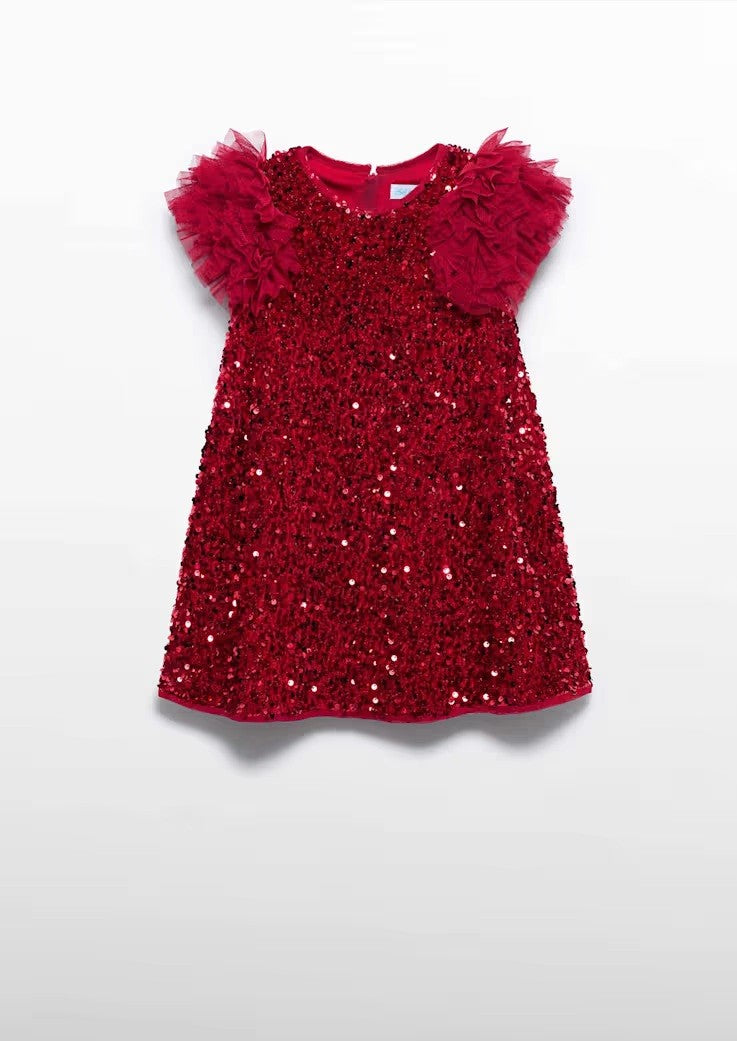 Sequien velvet dress - Red