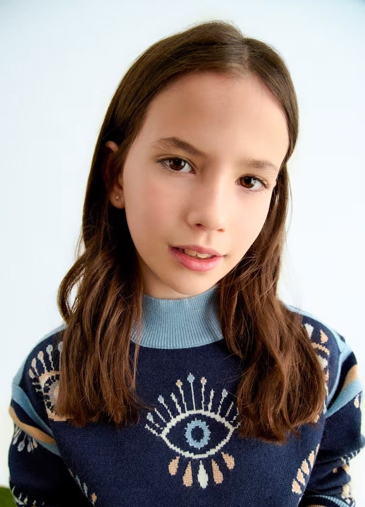 Knit skirt jacquard set - Navy