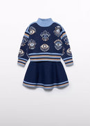 Knit skirt jacquard set - Navy