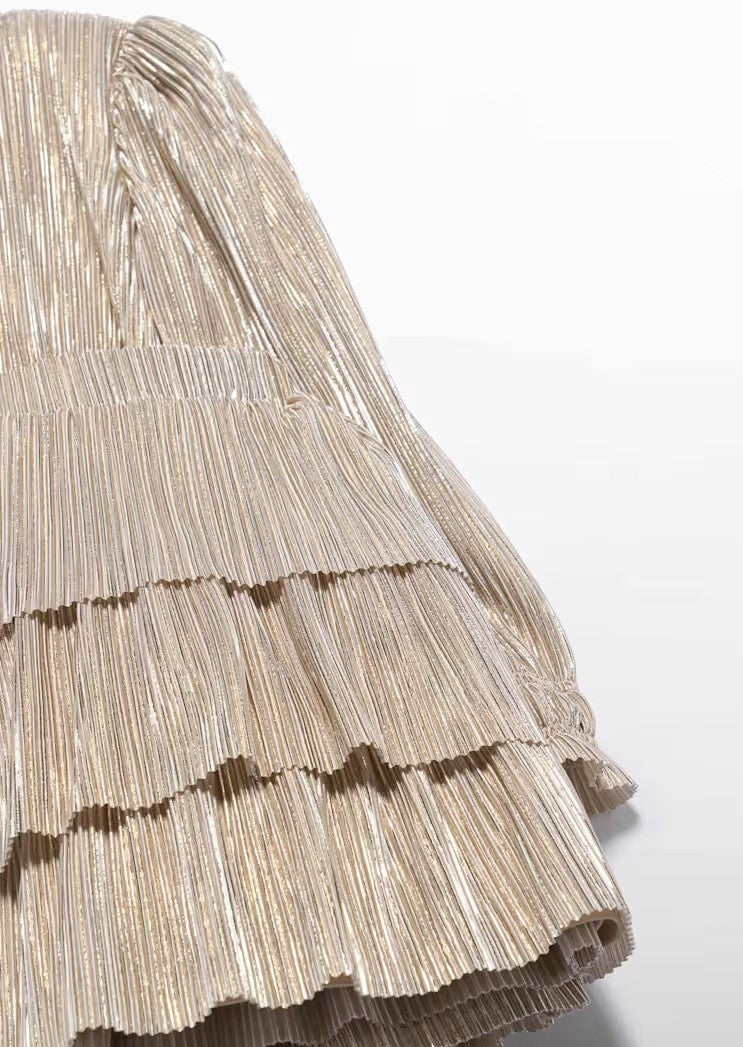 Pleated knit skirt set - Oat