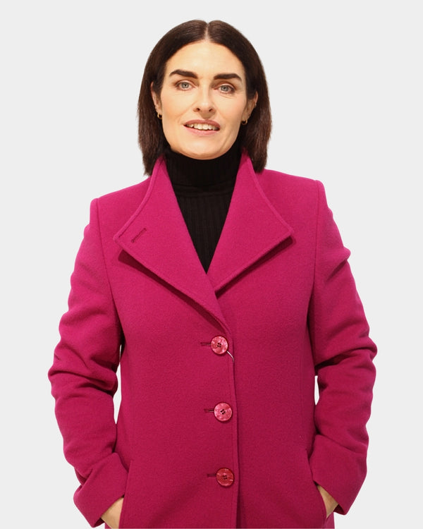 Round Neck Coat - Magenta