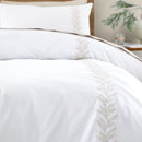 Embroidery Leaf Duvet Cover Set - Natural