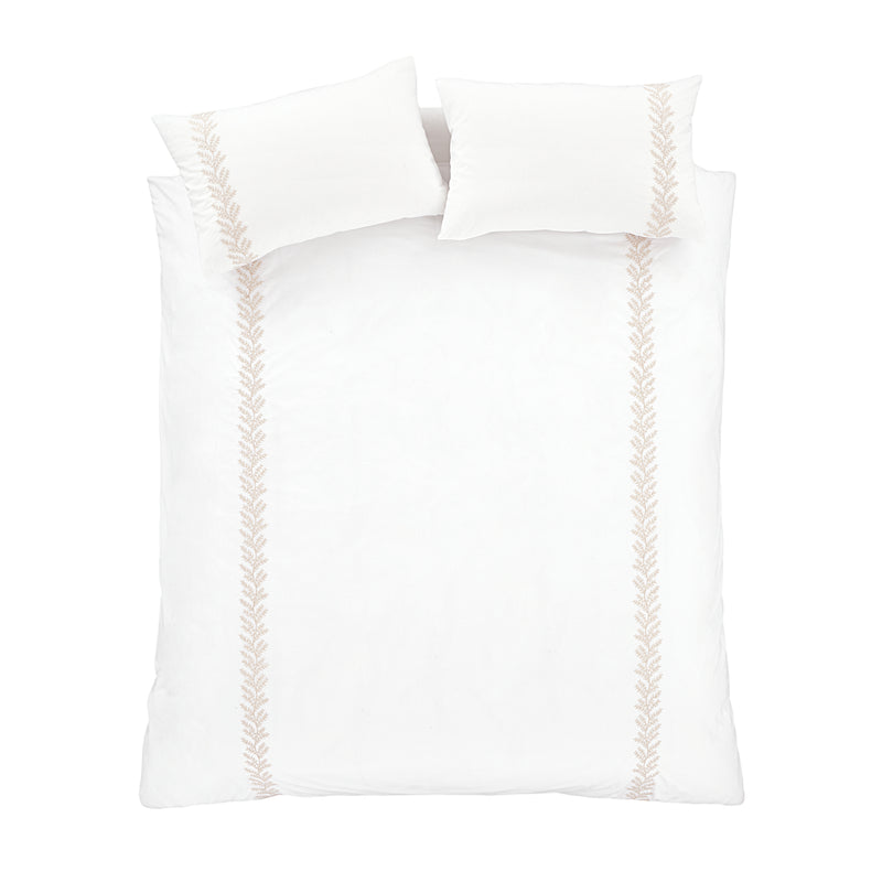 Embroidery Leaf Duvet Cover Set - Natural