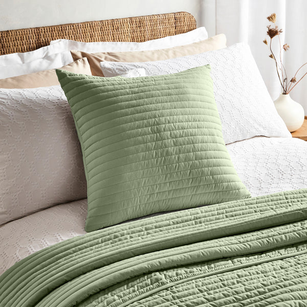 Quilted Lines Filled Cushion 55x55cm - Sage