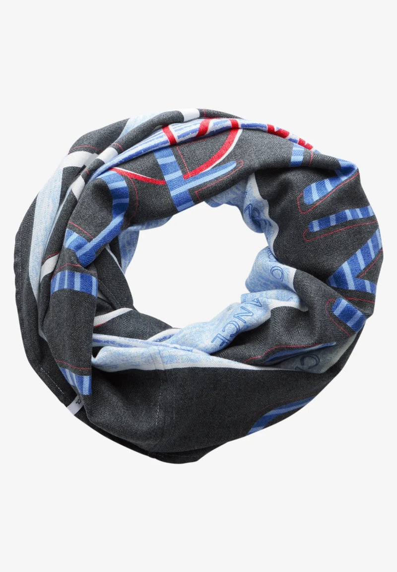 Cozy Print Loop Scarf - Universal Blue