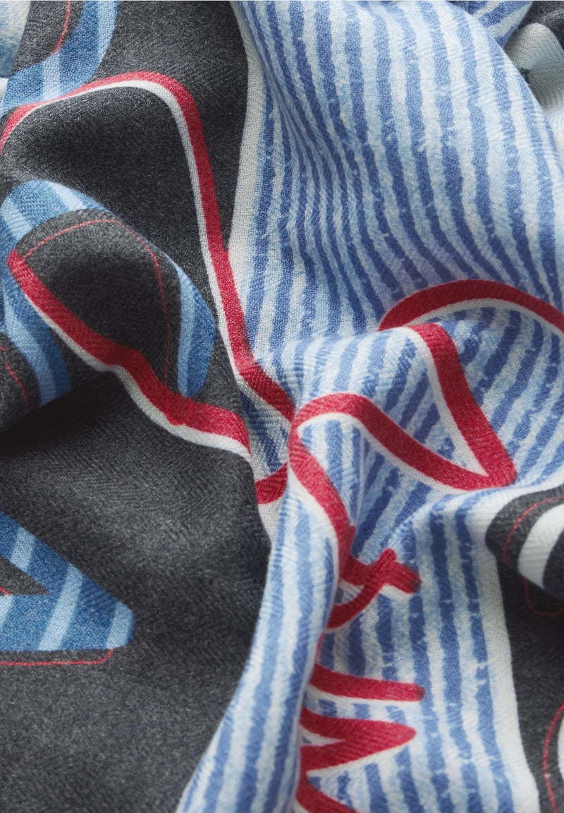 Cozy Print Loop Scarf - Universal Blue