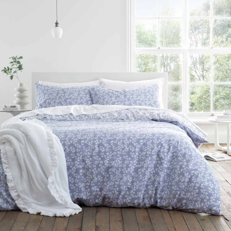 Shadow Leaves Duvet Cover Set - Blue