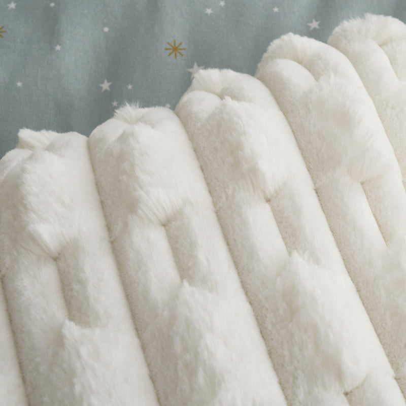 Carved Faux Fur Cushion - Cream