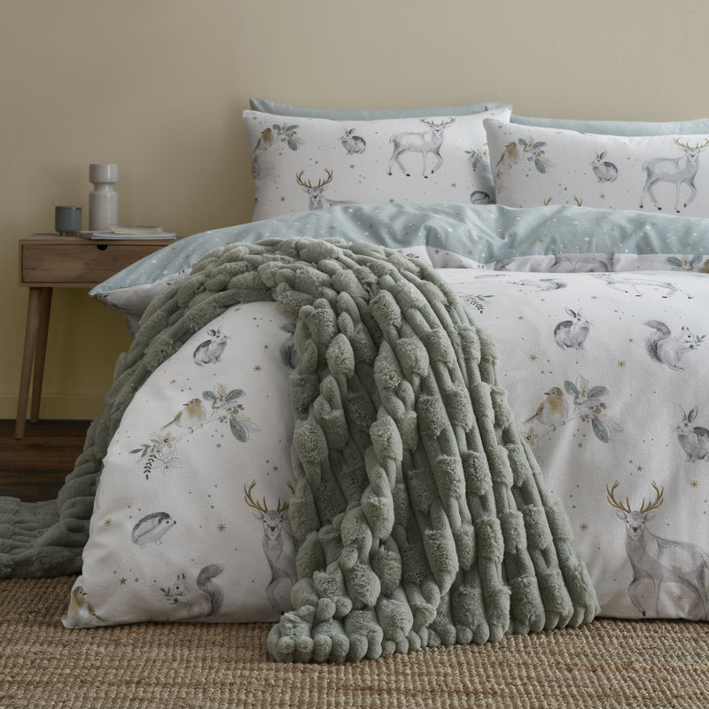 Carved Faux Fur Throw - Sage