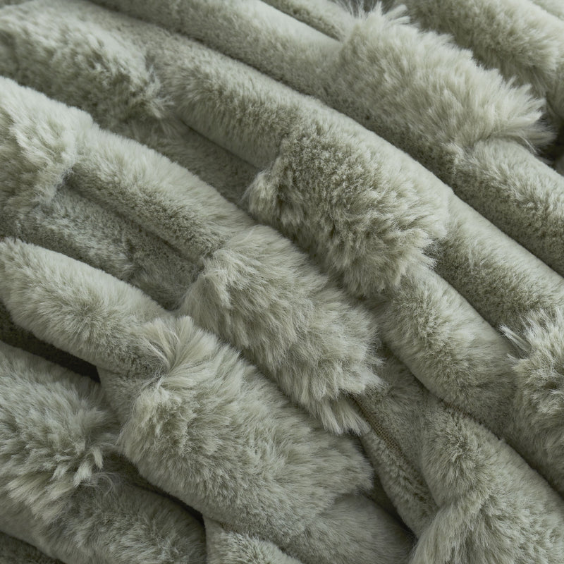 Carved Faux Fur Throw - Sage