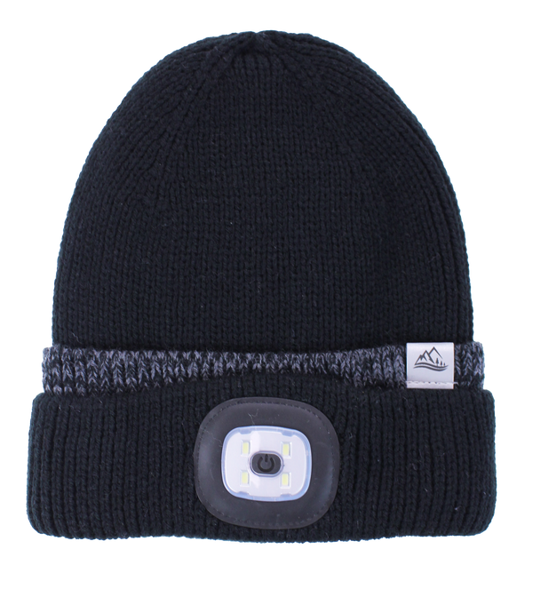 Rechargeable LED Torch Hat - Black