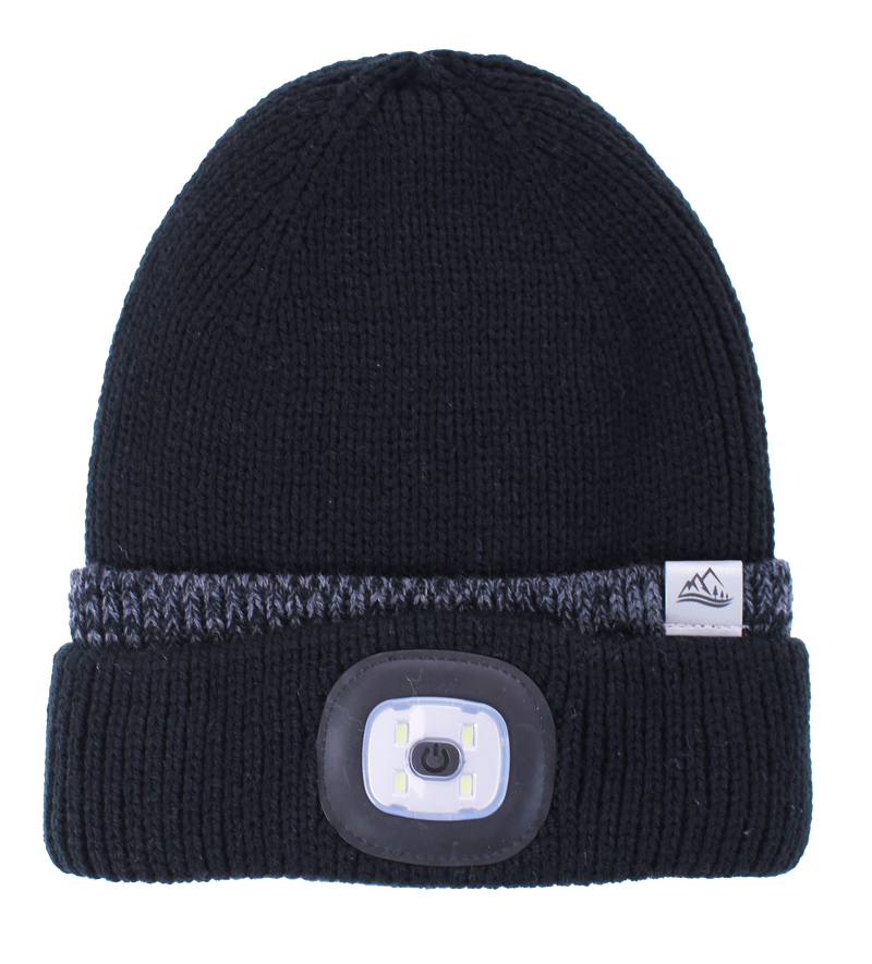 Rechargeable LED Torch Hat - Black