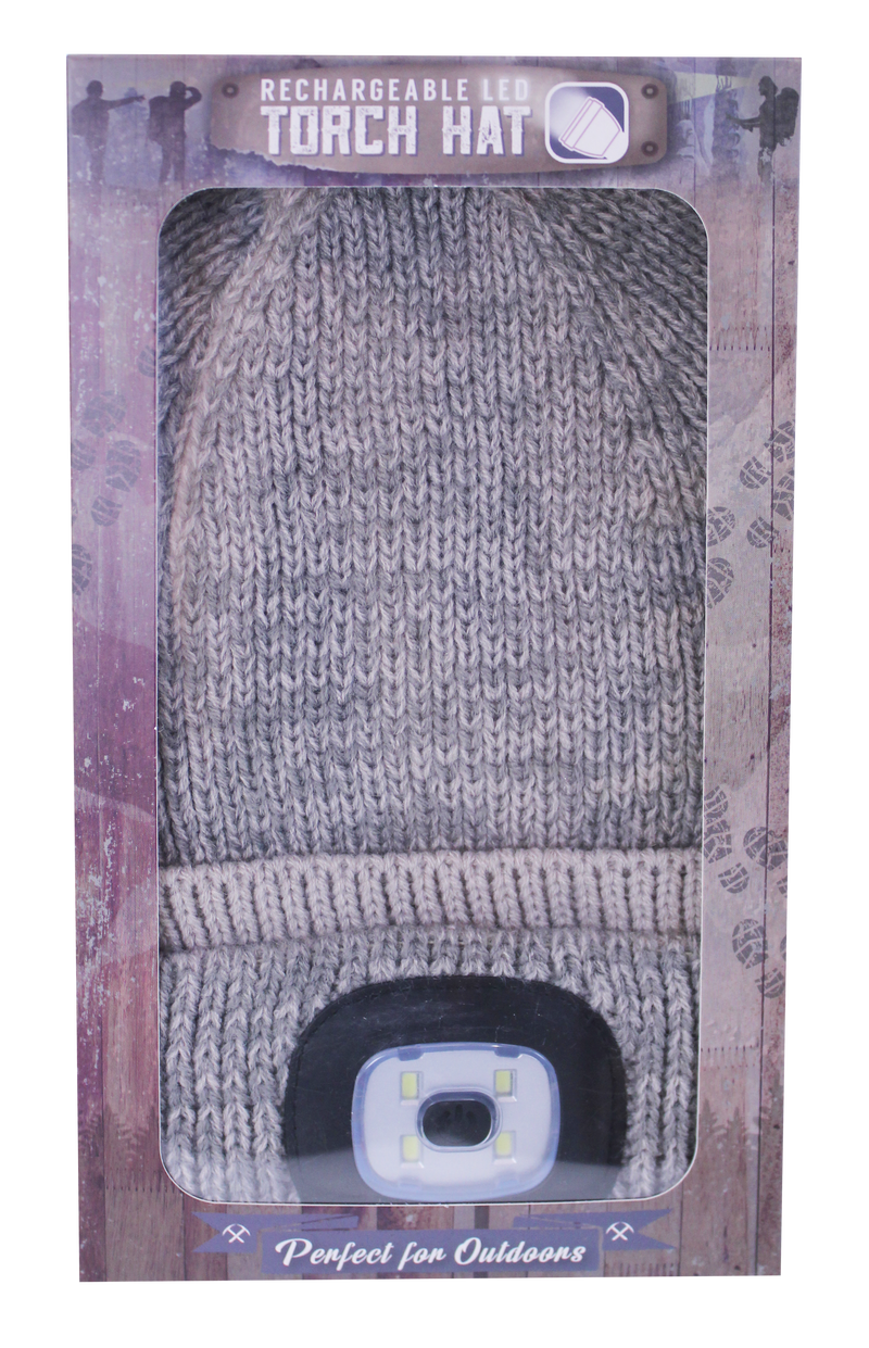 Rechargeable LED Torch Hat - Biscuit
