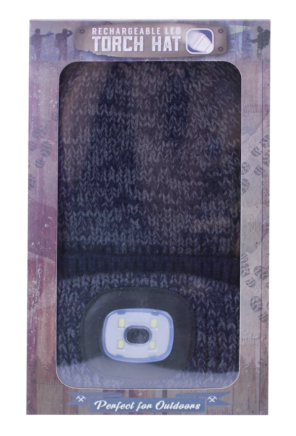 Rechargeable LED Torch Hat - Navy