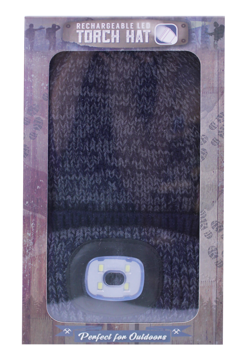 Rechargeable LED Torch Hat - Navy