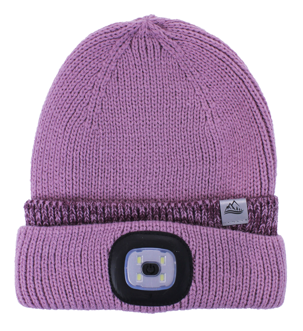 Rechargeable LED Torch Hat - Mauve