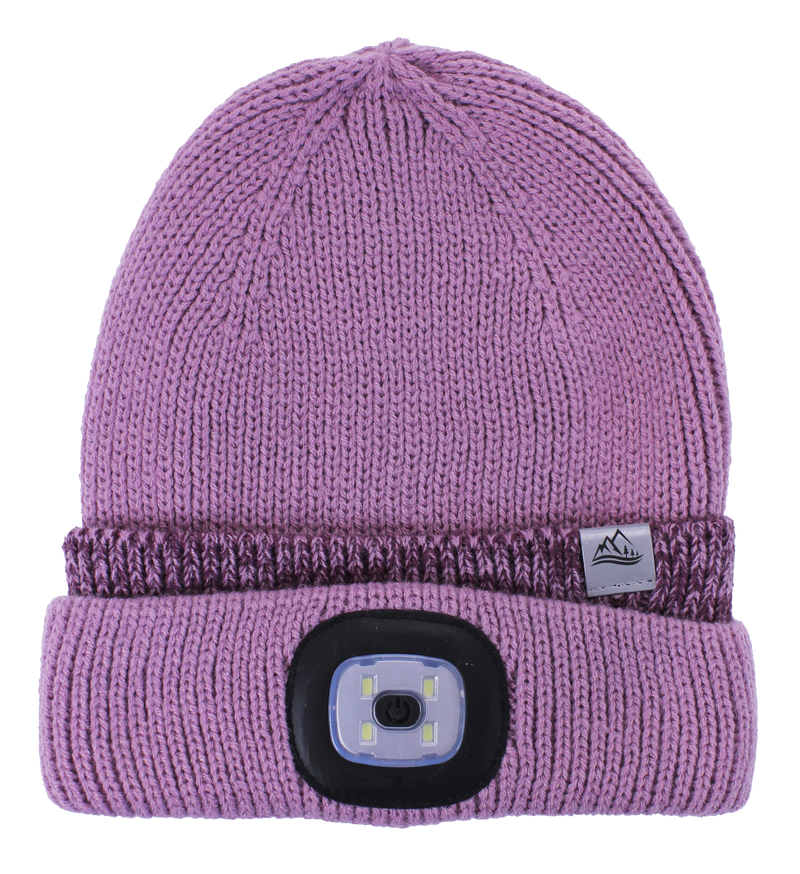 Rechargeable LED Torch Hat - Mauve