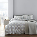 Atticus Geometric Duvet Cover Set - Grey