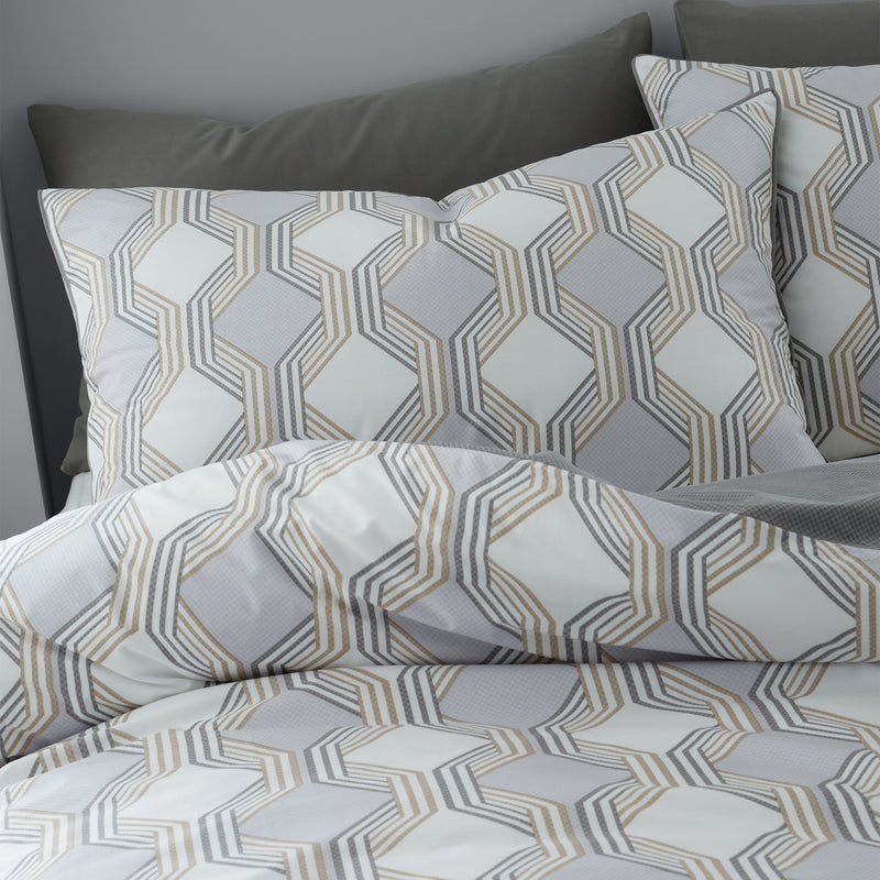 Atticus Geometric Duvet Cover Set - Grey
