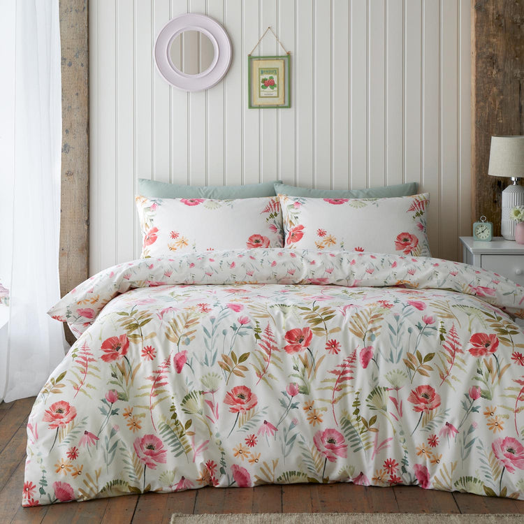Ella Poppy Duvet Cover Set - Cream