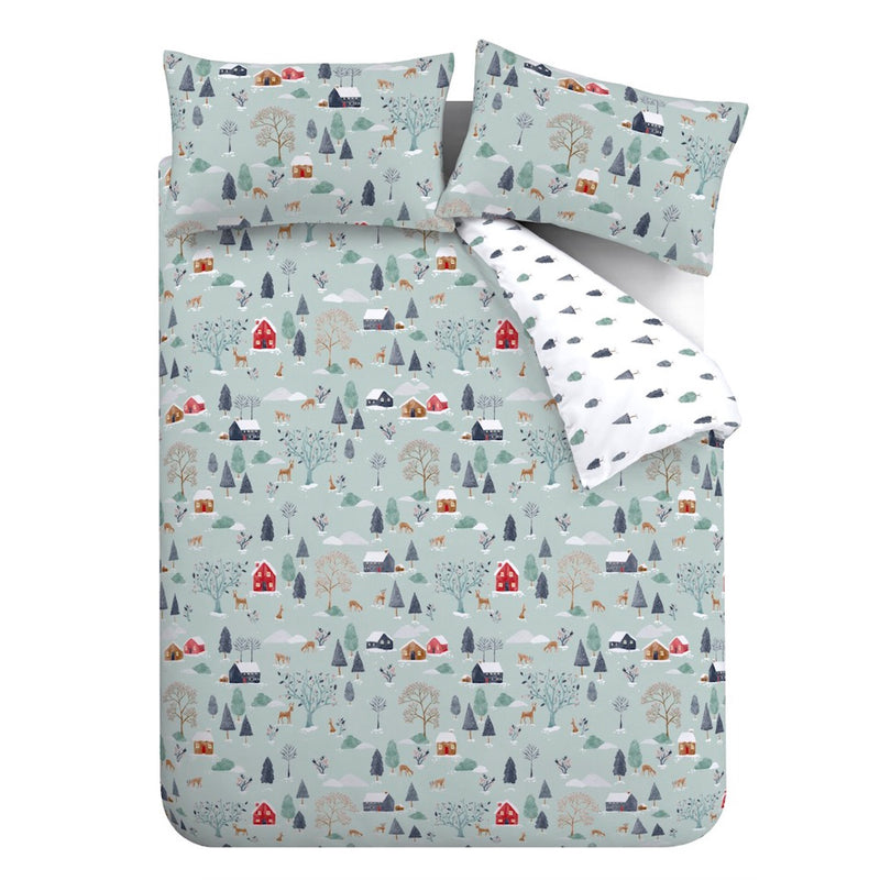 Winter Scene Duvet Cover Set - Blue