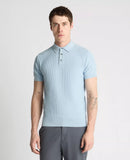 Knit Polo Shirt - Light Blue Grey