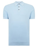 Knit Polo Shirt - Light Blue Grey
