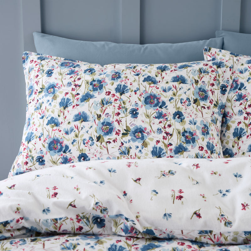 Brushed Ophelia Floral Duvet Cover Set - Blue