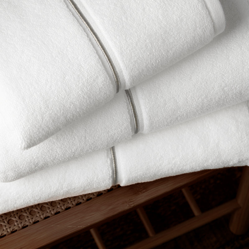 Zero Twist Satin Stitch Towels - White