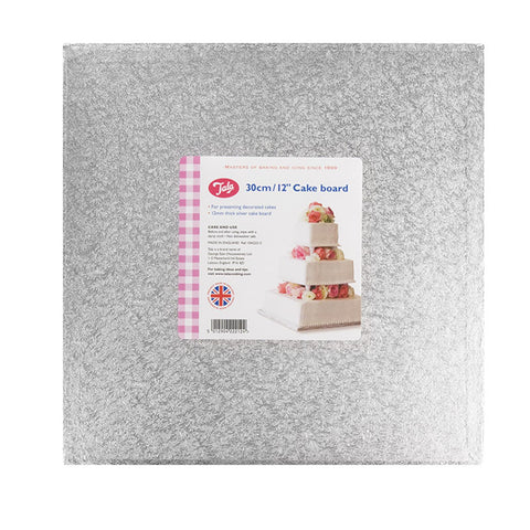 30cm/12inch Square Silver Cake Board 12mm