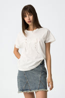 Mimo Front Appilque T-Shirt - Star White