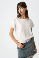 Mimo Front Appilque T-Shirt - Star White